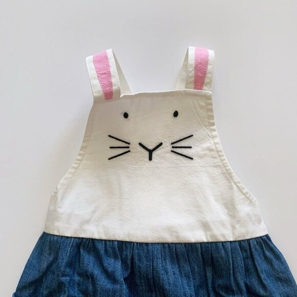 NEW Hanna Andersson Baby Bunny Embroidered Overalls 6-12 months 70 Cm - Picture 2 of 7